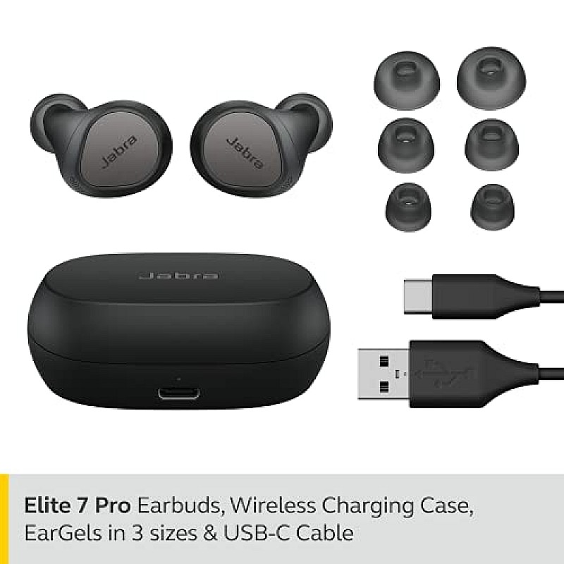 Jabra Elite 7 Pro in Ear Bluetooth Truly Wireless in Ear Earbuds with Mic (Black)