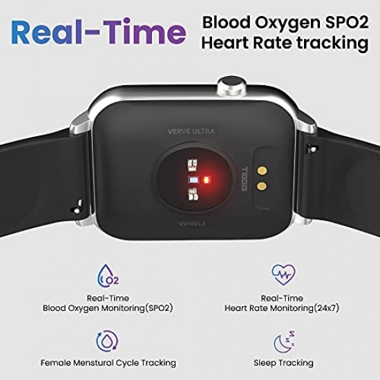 TAGG Verve Ultra Smartwatch with 1.69'' 3D Curved Display, Real SPO2, and Real-Time Heart Rate Tracking (Black)