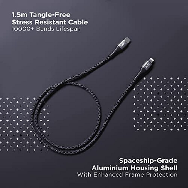 boAt LTG 650 type C To Lightning Apple Mfi Certified fast Charging Cable with Nylon Braiding and 480mbps Data Sync