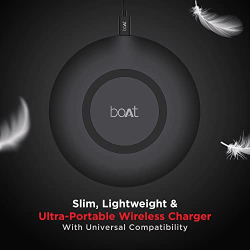 boAt floAtpad 350 Qi Certified Wireless Charger with 6mm Transmission Range, Smart IC Protection Against Damage Carbon Black boAt floAtpad 350 Qi Certified Wireless Charger with 6mm Transmission Range, Smart IC Protection Against Damage Carbon Black