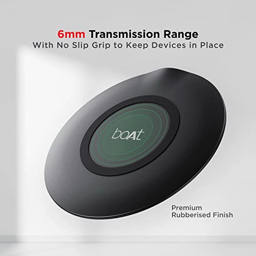boAt floAtpad 350 Qi Certified Wireless Charger with 6mm Transmission Range, Smart IC Protection Against Damage Carbon Black boAt floAtpad 350 Qi Certified Wireless Charger with 6mm Transmission Range, Smart IC Protection Against Damage Carbon Black