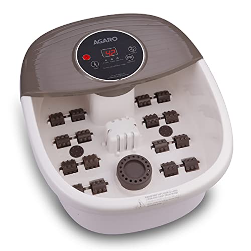 AGARO REGAL Foot Spa Bath Massager With Heat, 16 Manual Massage Rollers Bubble Function For Soothing Massage White AGARO REGAL Foot Spa Bath Massager With Heat, 16 Manual Massage Rollers Bubble Function For Soothing Massage White