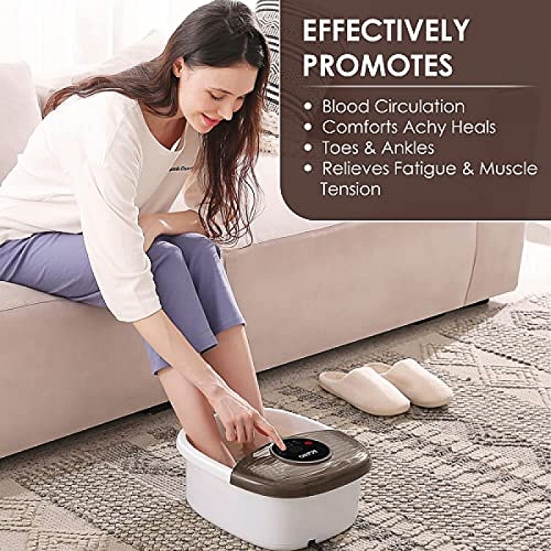 AGARO REGAL Foot Spa Bath Massager With Heat, 16 Manual Massage Rollers Bubble Function For Soothing Massage White