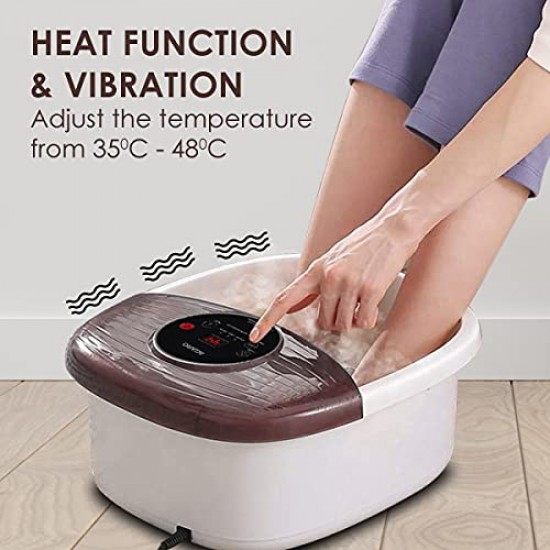 AGARO REGAL Foot Spa Bath Massager With Heat, 16 Manual Massage Rollers Bubble Function For Soothing Massage White
