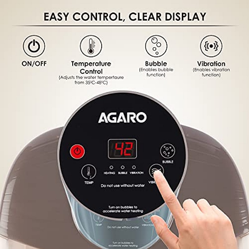 AGARO REGAL Foot Spa Bath Massager With Heat, 16 Manual Massage Rollers Bubble Function For Soothing Massage White