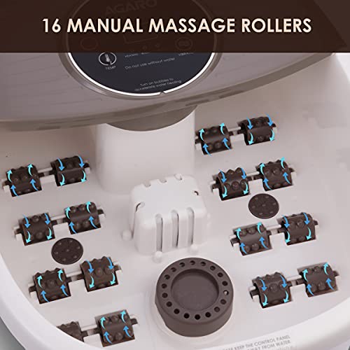 AGARO REGAL Foot Spa Bath Massager With Heat, 16 Manual Massage Rollers Bubble Function For Soothing Massage White AGARO REGAL Foot Spa Bath Massager With Heat, 16 Manual Massage Rollers Bubble Function For Soothing Massage White
