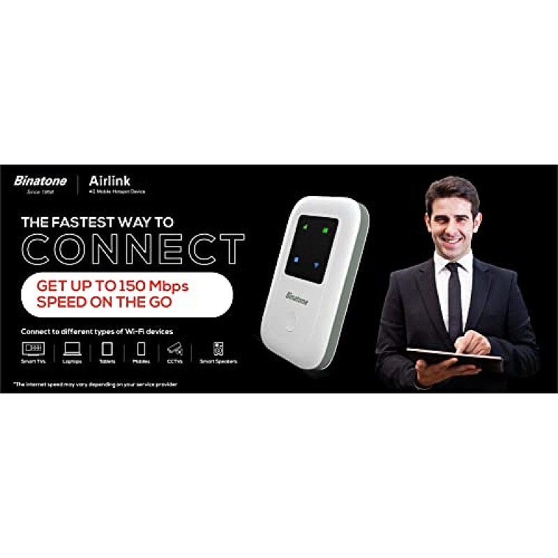 Binatone 4G MiFi Device BMF423-3G/4G LTE Advanced 150 mbps Mobile Wi-Fi Hotspot Device Single Band