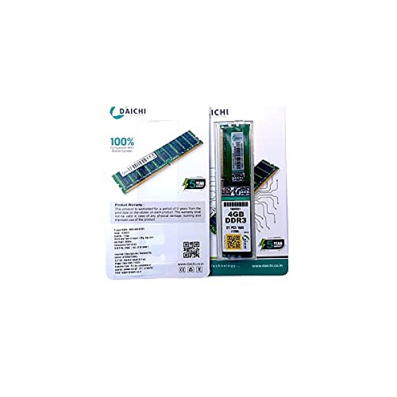 DAICHI DI4GD3 4 GB DDR3 DT PC3 1600 MHz (PC-12800) High Performance Memory Speed Desktop RAM 