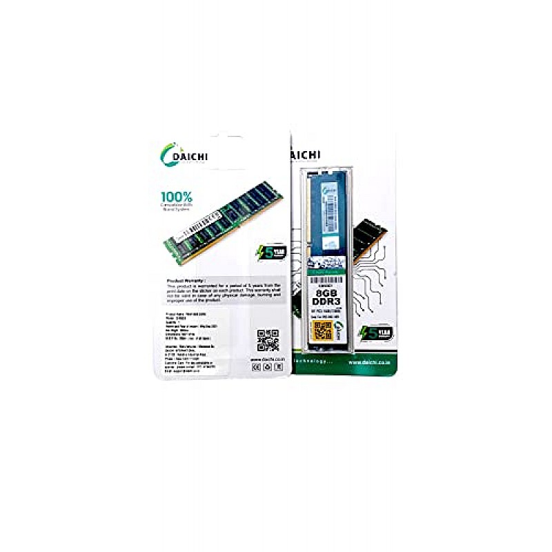 DAICHI 8 GB DUAL CHANNEL DDR3 U-DIMM DI8GD3 DT PC3 1600 MHz ( PC-12800) Memory Speed Desktop RAM