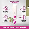 Vega Feather Touch 4-In-1 Trimmer for Women, Suitable for trimming Eyebrows, Nose, Face Bikini Area (VHBT-03) White