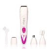 Vega Feather Touch 4-In-1 Trimmer for Women, Suitable for trimming Eyebrows, Nose, Face Bikini Area (VHBT-03) White