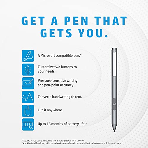HP MPP 1.51 Stylus Pen Compatible for HP Spectre x360 13, Spectre x360 15 Convertable PC/Laptop with Microsoft Pen Protocol and 2 Customizable Buttons, Grey HP MPP 1.51 Stylus Pen Compatible for HP Spectre x360 13, Spectre x360 15 Convertable PC/Laptop with Microsoft Pen Protocol and 2 Customizable Buttons, Grey