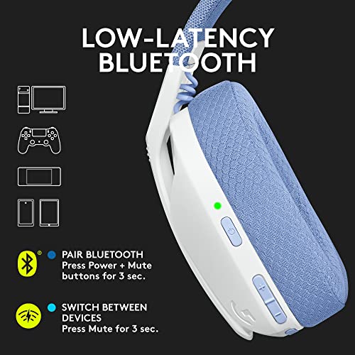 Logitech G435 Lightspeed and Bluetooth Wireless Over Ear Gaming Headphones - Lightweight with Dual mics - White Logitech G435 Lightspeed and Bluetooth Wireless Over Ear Gaming Headphones - Lightweight with Dual mics - White