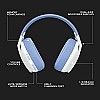 Logitech G435 Lightspeed and Bluetooth Wireless Over Ear Gaming Headphones - Lightweight with Dual mics - White