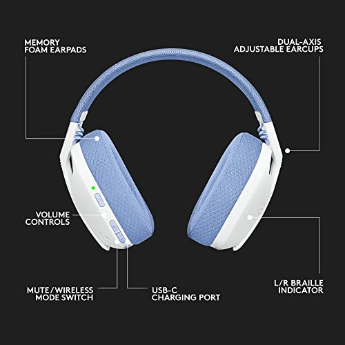 Logitech G435 Lightspeed and Bluetooth Wireless Over Ear Gaming Headphones - Lightweight with Dual mics - White Logitech G435 Lightspeed and Bluetooth Wireless Over Ear Gaming Headphones - Lightweight with Dual mics - White