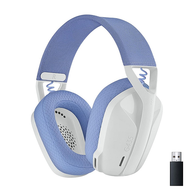 Logitech G435 Lightspeed and Bluetooth Wireless Over Ear Gaming Headphones - Lightweight with Dual mics - White