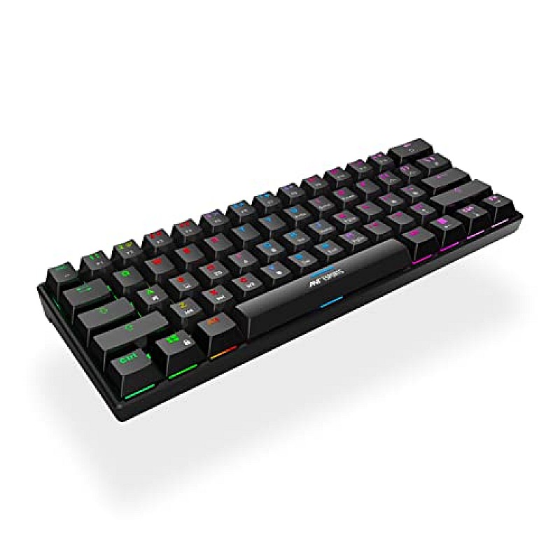 Ant Esports MK1300 Mini Wired Mechanical Gaming Keyboard Blue Switches Black