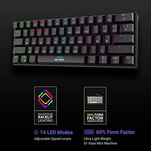 Ant Esports MK1300 Mini Wired Mechanical Gaming Keyboard Blue Switches Black Ant Esports MK1300 Mini Wired Mechanical Gaming Keyboard Blue Switches Black