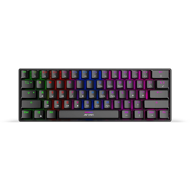 Ant Esports MK1300 Mini Wired Mechanical Gaming Keyboard Blue Switches Black