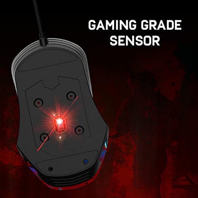 Redgear A-15 Wired Gaming Mouse with RGB, Semi-Honeycomb Design and Upto 6400 dpi for Windows PC Gamers (White)