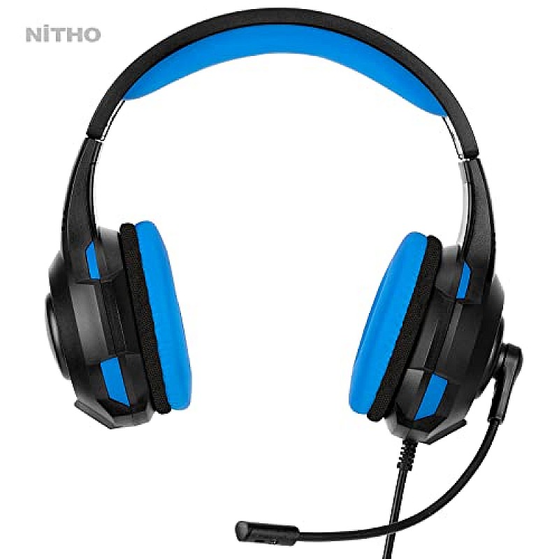 Nitho NX200 Gaming Headset with RGB Light and Microphone, Over-Ear Stereo Headphones Blue for Xbox Series Xbox One, PS5, PS4