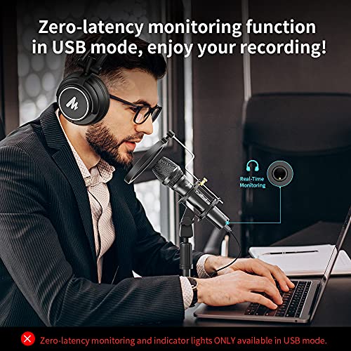 MAONO AU-HD300T USB/XLR Dynamic Mic for Singing, PC, YouTube Recording. Professional Microphone with 0-Latency Monitoring, Adjustable Mic Stand, Black MAONO AU-HD300T USB/XLR Dynamic Mic for Singing, PC, YouTube Recording. Professional Microphone with 0-Latency Monitoring, Adjustable Mic Stand, Black