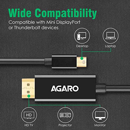 AGARO Mini Displayport Mini Dp To Hdmi Male To Male Cable Thunderbolt Port Compatible With Laptop, 3 Meter (9.8 Feet) Black AGARO Mini Displayport Mini Dp To Hdmi Male To Male Cable Thunderbolt Port Compatible With Laptop, 3 Meter (9.8 Feet) Black