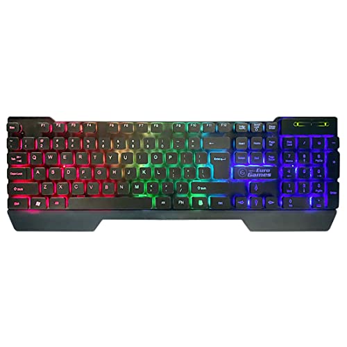 RPM Euro Games Gaming Backlit RGB Keyboard with Wrist Support Semi-Mechanical and USB (Black) RPM Euro Games Gaming Backlit RGB Keyboard with Wrist Support Semi-Mechanical and USB (Black)