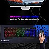 RPM Euro Games Gaming Backlit RGB Keyboard with Wrist Support Semi-Mechanical and USB (Black)