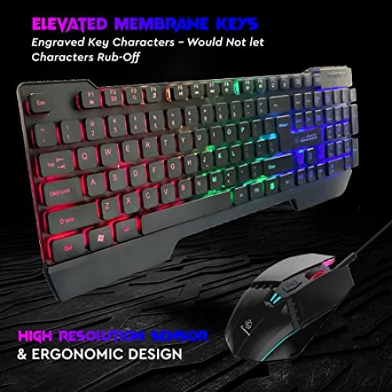 RPM Euro Games Gaming Backlit RGB Keyboard with Wrist Support Semi-Mechanical and USB (Black)