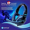 Matlek Gaming Over Ear Headphones with Adjustable Mic, Works with All The Mobile Phones, Blue