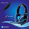 Matlek Gaming Over Ear Headphones with Adjustable Mic, Works with All The Mobile Phones, Blue