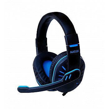 Matlek Gaming Over Ear Headphones with Adjustable Mic, Works with All The Mobile Phones, Blue