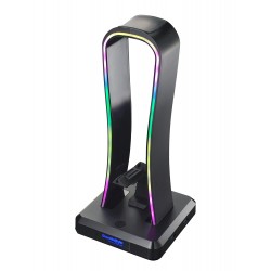 Cosmic Byte Vulcan RGB Headphone Stand, 4 Port USB 2.0 HUB with RGB Touch Control Button (Black)