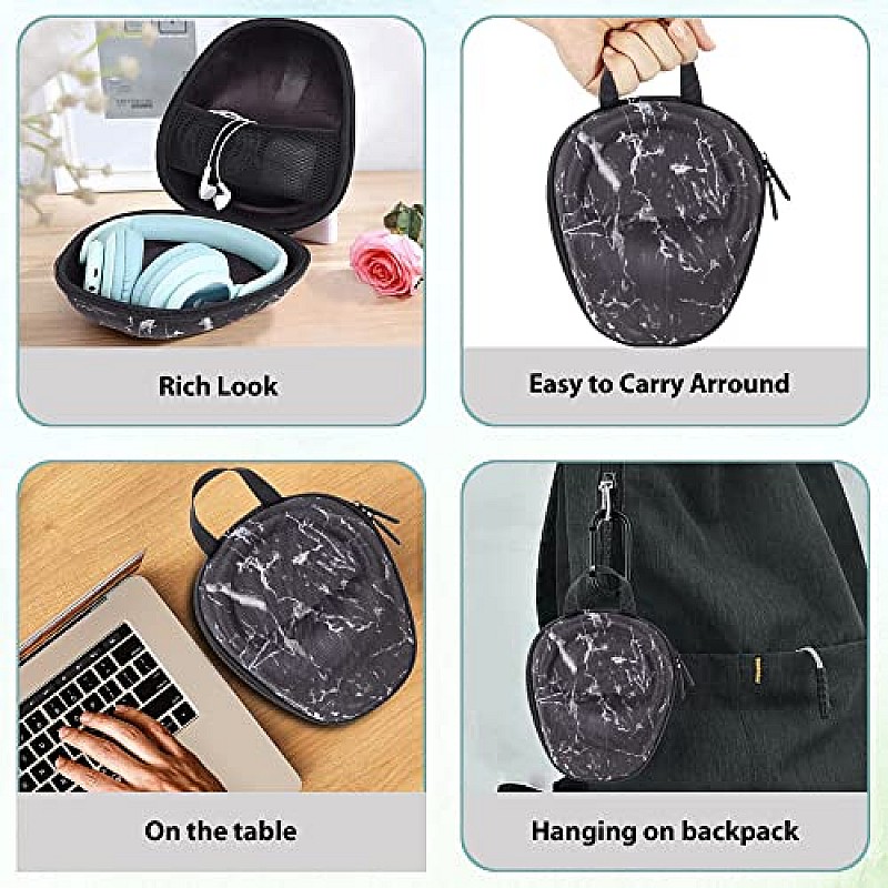 GadgetBite Headphone Vinyl Carrying Case Earpads Storage Bag (Black)