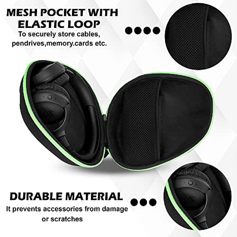 GadgetBite Headphone Vinyl Carrying Case Earpads Storage Bag (Black)