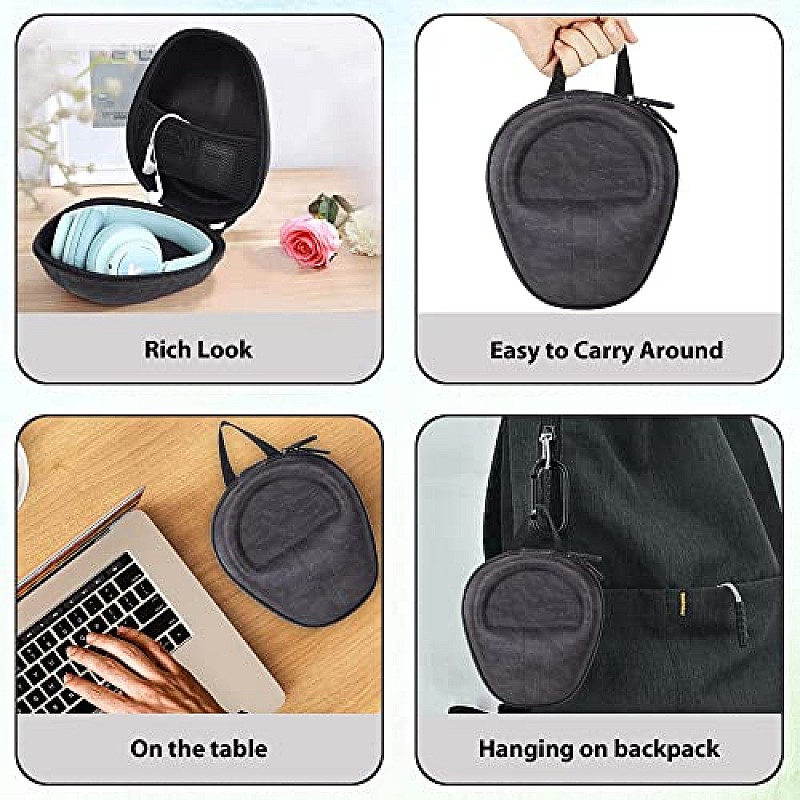 GadgetBite Headphone Vinyl Carrying Case Earpads Storage Bag (Black)