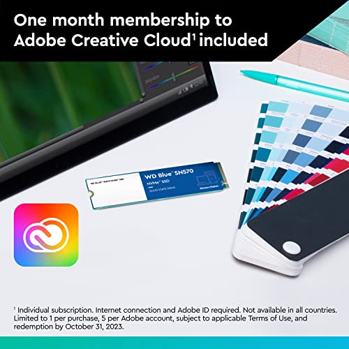 Western Digital WD Blue SN570 NVMe 500GB, Upto 3500MB/s, with Free 1 Month Adobe Creative Cloud Subscription (SSD) (WDS500G3B0C) Western Digital WD Blue SN570 NVMe 500GB, Upto 3500MB/s, with Free 1 Month Adobe Creative Cloud Subscription (SSD) (WDS500G3B0C)