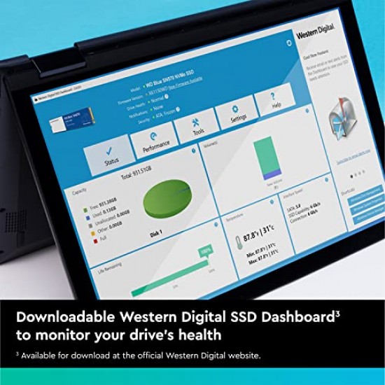Western Digital WD Blue SN570 NVMe 500GB, Upto 3500MB/s, with Free 1 Month Adobe Creative Cloud Subscription (SSD) (WDS500G3B0C)