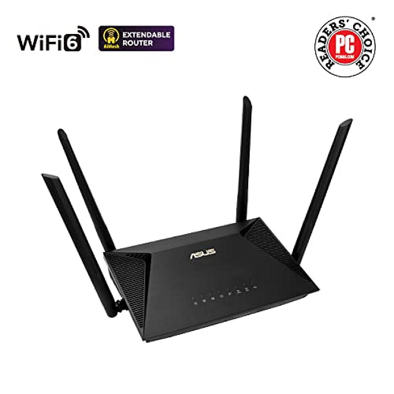 ASUS RT-AX53U (AX1800) Dual Band WiFi 6 Extendable Router Black