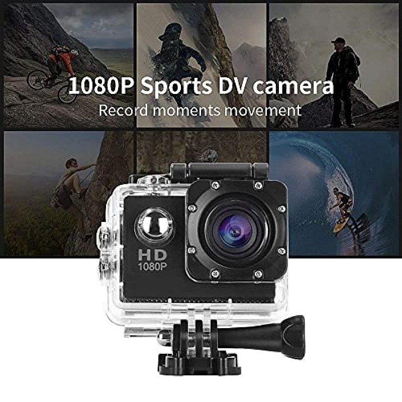 TechKing Full HD 1080p Action Camera Waterproof Sport Camera with 2 Inch LCD Screen, Optical 16MP 170 Degree (Black)