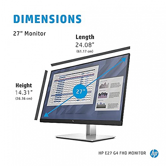 HP E27 G4 27-inches Full HD 1920 x 1080 Pixels Anti-Glare IPS Monitor with Low Blue Light Mode and On-Screen Control Black