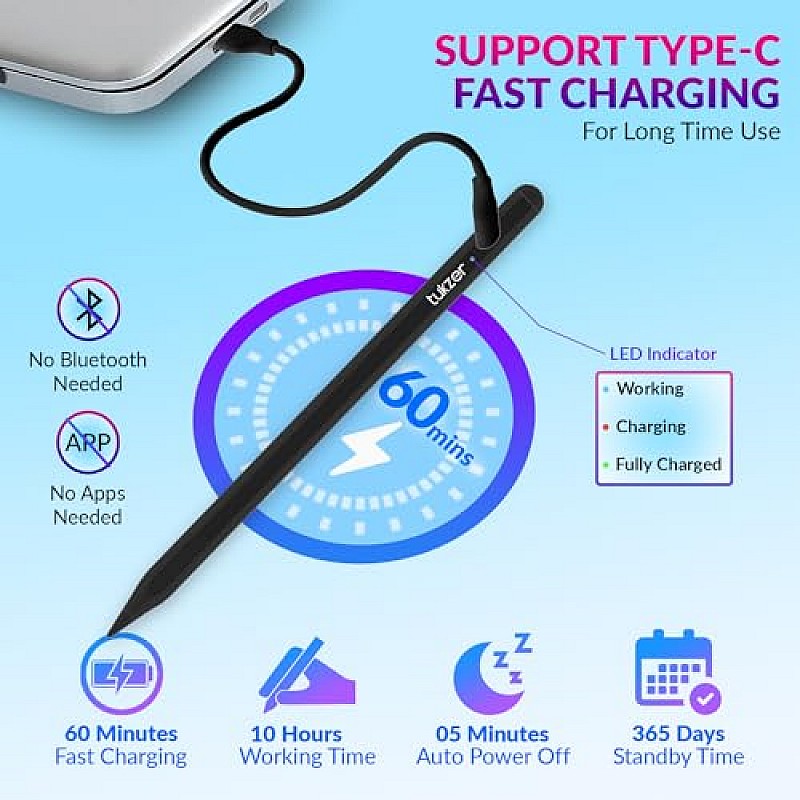 Tukzer 5-Replacement Tip Compatible with Tukzer Stylus Pen for iPad Palm Rejection, 2nd Gen