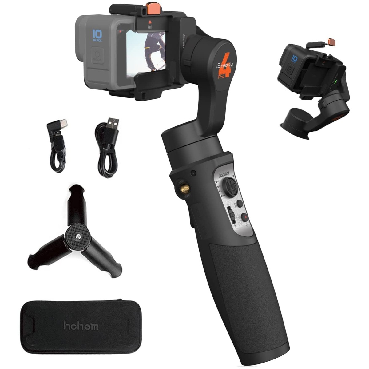 Hohem iSteady Pro 4 3-Axis Gimbal Stabilizer for Gopro 10/9 8/7/6/5/4, for Osmo Action and Other Action Cameras
