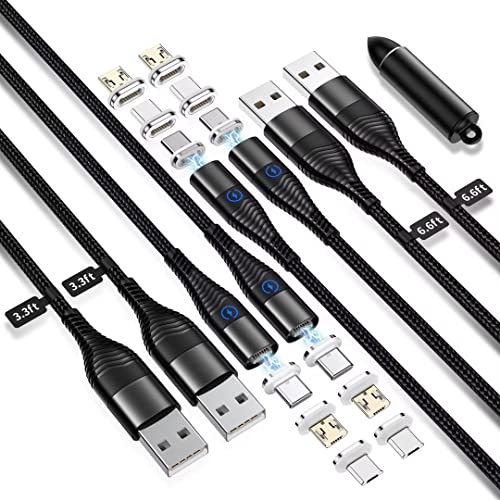 AIRTREE 3 in 1 Magnetic Charging Cable, YKZ Multi Magnet USB Cable for Type C/MicroUSB and i-Product, Max 15W Fast Charger Cable 