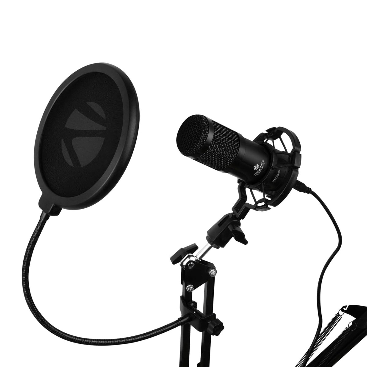 ZEBRONICS Zeb-Lucid PRO Desktop Mount Condenser Microphone with 2M USB Cable Black