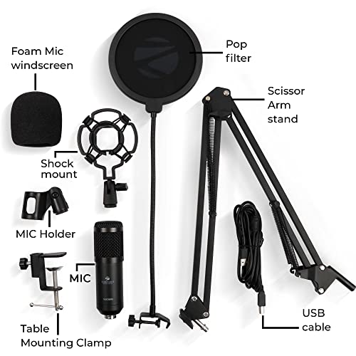 ZEBRONICS Zeb-Lucid PRO Desktop Mount Condenser Microphone with 2M USB Cable Black ZEBRONICS Zeb-Lucid PRO Desktop Mount Condenser Microphone with 2M USB Cable Black