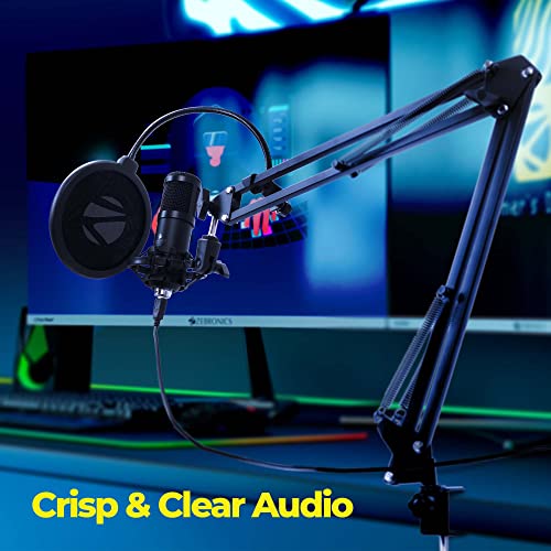 ZEBRONICS Zeb-Lucid PRO Desktop Mount Condenser Microphone with 2M USB Cable Black ZEBRONICS Zeb-Lucid PRO Desktop Mount Condenser Microphone with 2M USB Cable Black