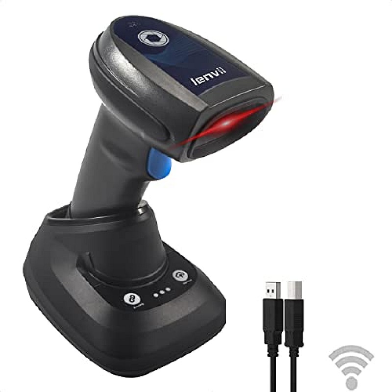 LENVII CW200 Bluetooth & Wireless 2D Barcode Scanner Handheld QR Code Scanner USB Wired 1D Barcode Reader 3 in 1