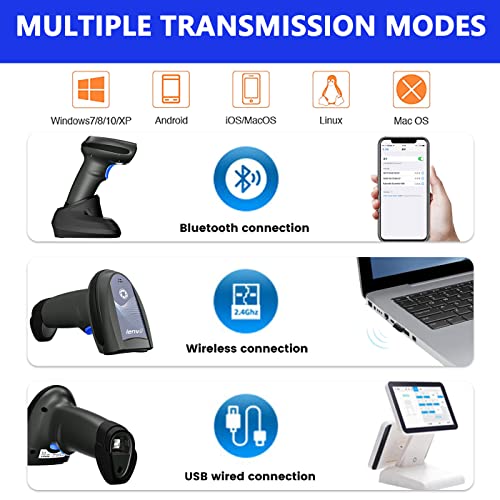 LENVII CW200 Bluetooth & Wireless 2D Barcode Scanner Handheld QR Code Scanner USB Wired 1D Barcode Reader 3 in 1 LENVII CW200 Bluetooth & Wireless 2D Barcode Scanner Handheld QR Code Scanner USB Wired 1D Barcode Reader 3 in 1